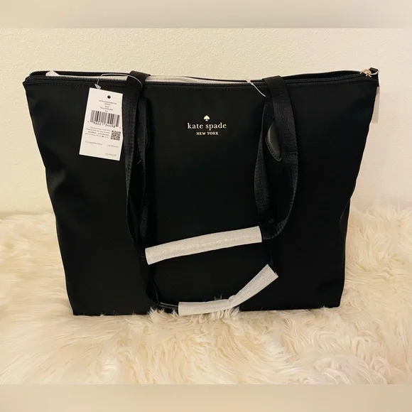 Kate Spade New York Mel Packable Nylon Tote with detachable wristlet - Black - Picture 2 of 7